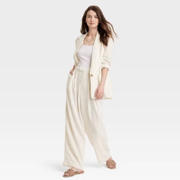 A New Day Cream Tan Pin Striped 3pcs Suit - Picture 1 of 8